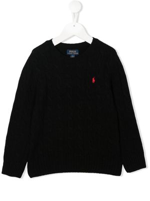 POLO RALPH LAUREN KIDS pull Polo Pony en maille torsadée - Noir