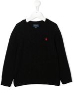 POLO RALPH LAUREN KIDS pull Polo Pony en maille torsadée - Noir