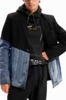 Denim blazer met twee stoffen - BLACK - 56