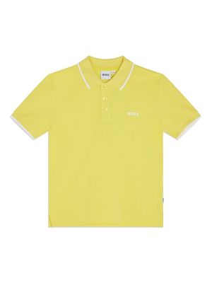 BOSS Kidswear polo à logo imprimé - Jaune