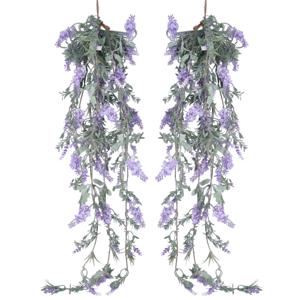 Decoris Lavendel Bloemen slinger - 2x stuks - Lila - kunstplanten - 80 cm