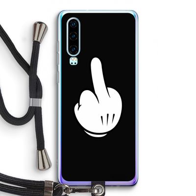 Middle finger black: Huawei P30 Transparant Hoesje met koord