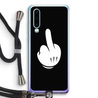 Middle finger black: Huawei P30 Transparant Hoesje met koord