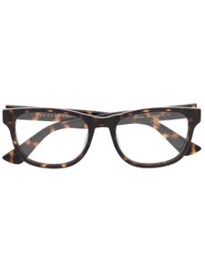 Gucci Eyewear lunettes de vue carrées à effet écaille de tortue - Marron