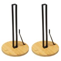 2x Stuks ronde keukenrolhouder met stop 16,5 x 28 cm van bamboe/metaal