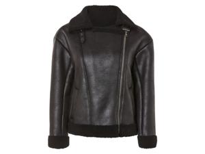 esmara Dames bikerjack met imitatiebont (Zwart, XS (32/34))