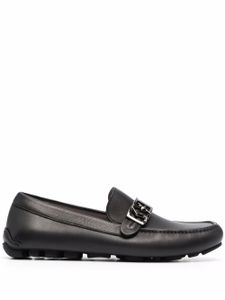 Ferragamo mocassins en cuir à plaque logo - Noir