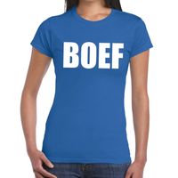 Boef tekst t-shirt blauw dames
