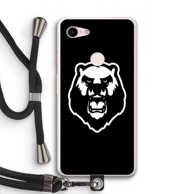 Angry Bear (black): Pixel 3 XL Transparant Hoesje met koord