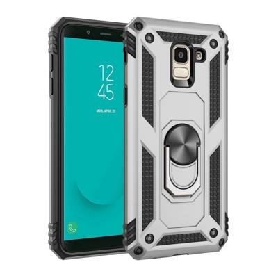 Armor schokbestendig TPU + PC beschermende case voor Galaxy J6 (2018) met 360 graden rotatie houder (zilver)