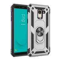 Armor schokbestendig TPU + PC beschermende case voor Galaxy J6 (2018) met 360 graden rotatie houder (zilver)