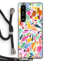 Watercolor Brushstrokes: Sony Xperia 1 III Transparant Hoesje met koord
