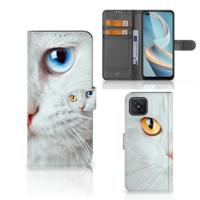OPPO Reno4 Z | Telefoonhoesje | Met pasjeshouder | Witte Kat