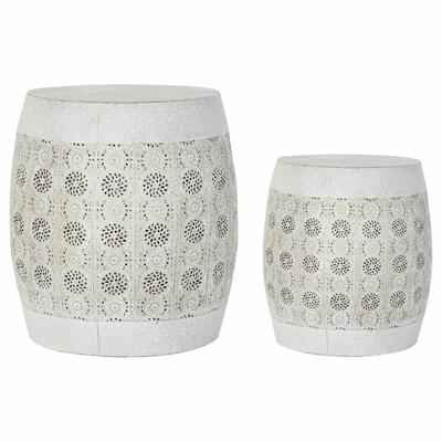 Bijzettafel DKD Home Decor Wit Multicolour Gouden Metaal 40 x 40 x 42 cm