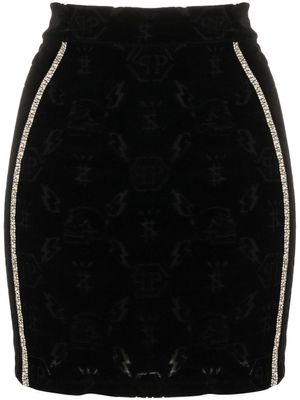 Philipp Plein minijupe à motif monogrammé - Noir