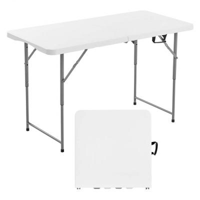 VEVOR Opvouwbare tafel Buffettafel Draagbare Multifunctionele tafel 122 cm, Rechthoekige kunststof tafel met verstelbare hoogte en geïntegreerde handgreep, Tuintafel Kampeertafel voor Feesten Picknicks Kamperen, Wit