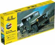Heller 57105 STARTER KIT US 1/4 Ton Truck 'n Trailer Bouwpakket Schaal 1:35