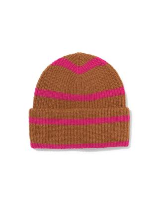 051 Kinder Beanie Strepen Taupe (taupe)