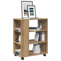 Rolkast 60x35x75 cm bewerkt hout artisanaal eikenkleurig