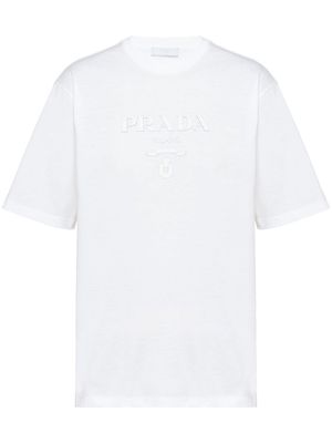Prada t-shirt à logo embossé - Blanc