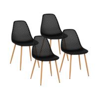 Stoel - set van 4 - tot 150 kg - zitting 46 x 51,5 cm - zwart