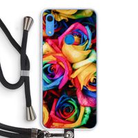 Neon bloemen: Huawei Y6s Transparant Hoesje met koord