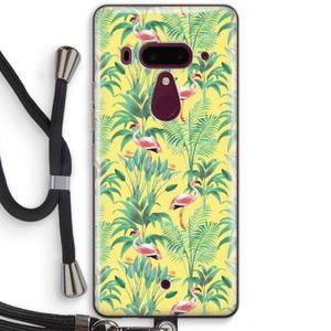 Flamingo party: HTC U12+ Transparant Hoesje met koord