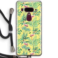Flamingo party: HTC U12+ Transparant Hoesje met koord