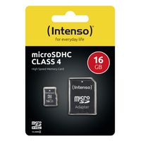 Intenso 16 GB Micro SDHC-Card microSDHC-kaart 16 GB Class 4 Incl. SD-adapter - thumbnail
