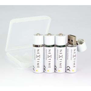 4 Oplaadbare AA USB batterijen NeXtime