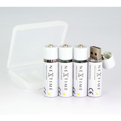 4 Oplaadbare AA USB batterijen NeXtime