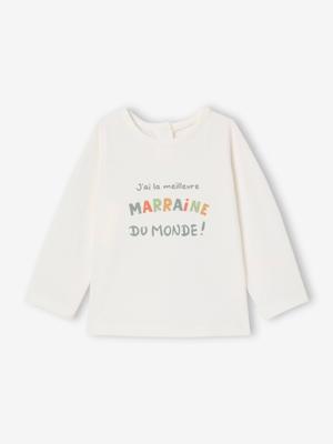T-shirt baby peetvader / peetmoeder met drukknoopjes op de rug wit
