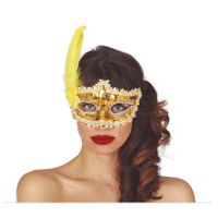 Verkleed oogmasker Venitiaans - goud pailletten - volwassenen - Carnaval/gemaskerd bal - thumbnail