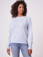 Trui met geribde boothals van biologische cashmere