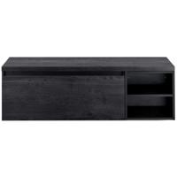 Frozen Badmeubelset 140 cm - Greeplijst in Kleur - Wastafel Regaalkast met Bovenblad Black Oak