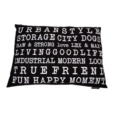 Lex & Max Hondenkussen Text Urban Zwart - 100 X 70cm