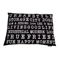 Lex & Max Hondenkussen Text Urban Zwart - 100 X 70cm - thumbnail
