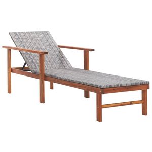 The Living Store Ligbed - Poly Rattan - Grijs - 200x55x56 cm - Met kussens - Weerbestendig