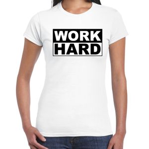 Work hard t-shirt wit voor dames - moederdag cadeau shirt mama 2XL  -