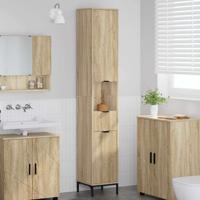 Hoge badkamerkast Sonoma eiken 31.5 x 33 x 190 cm Bewerkt hout