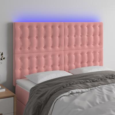 Hoofdbord LED 144x5x118/128 cm fluweel zwart