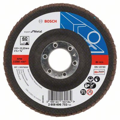 Bosch Accessoires 1 Lamellenschijf 115 X551, Expert for Metal haaks, K60 - 2608606753