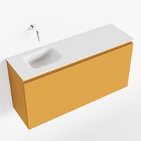 Toiletmeubel Mondiaz Olan | 100 cm | Meubelkleur Ocher | Lex wastafel Talc Links | Zonder kraangat