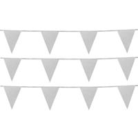 Boland glitter vlaggenlijn - 3x - zilver - 6 meter - karton - versiering - glitter and glamour thema