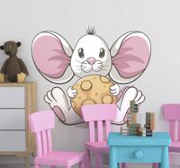 Muurdecoratie stickers muis met koekje