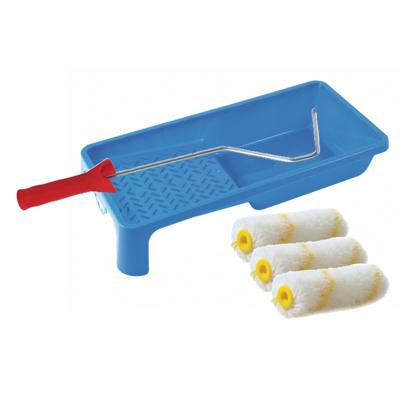 Sorex Verfrollers schilderen set - beugel en verfbak - 3x anti spat vacht verfrollers - 10 cm