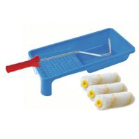 Sorex Verfrollers schilderen set - beugel en verfbak - 3x anti spat vacht verfrollers - 10 cm