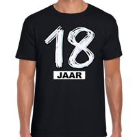 Leeftijd 18 jaar - verjaardag cadeau t-shirt - zwart - voor heren - korte mouwen - katoen