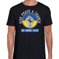 Protest T-shirt voor heren - Oekraine - give peace a chance, no more war - zwart - vrede