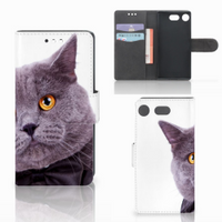 Sony Xperia XZ1 Compact Telefoonhoesje met Pasjes Kat - thumbnail